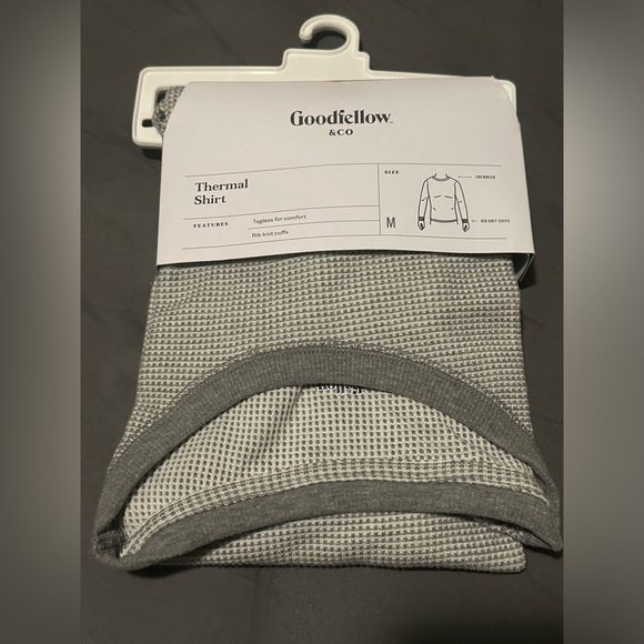 Goodfellow&co men’s thermal long sleeve size medium gray and white NWT - Picture 1 of 3